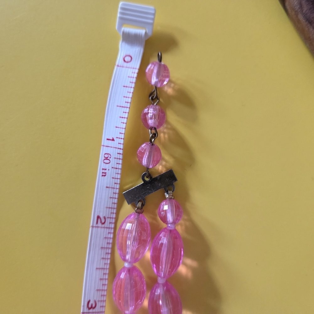 Vintage Pink Lucite Double-Strand Beaded Necklace - Picture 5 of 5